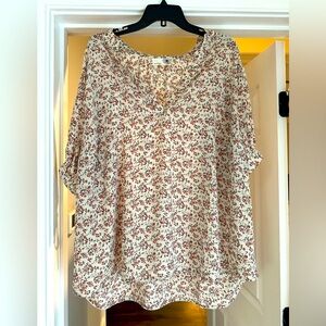 Everleigh Light Weight V_Neck Ruffle and Bows Short Sleeved Blouse